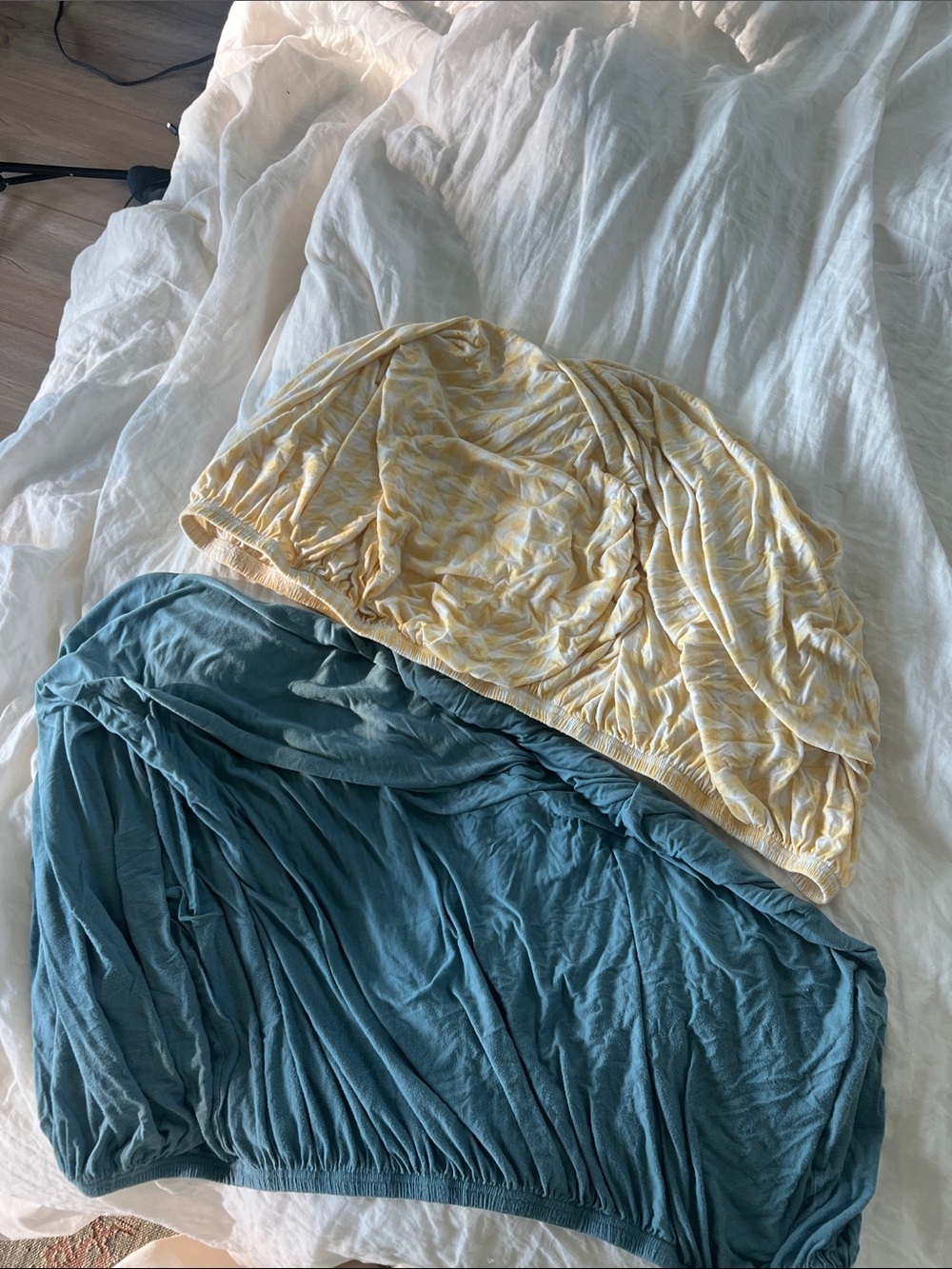 solly baby Yellow Patterned & Teal Blue Strapless Bandeau Set